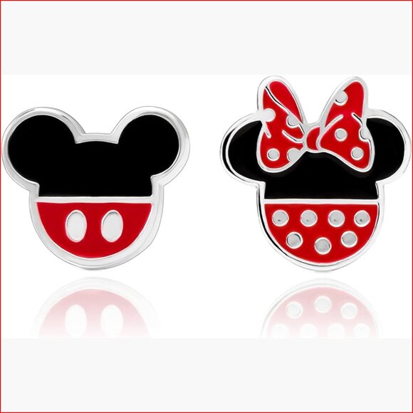 Silver-Plated Brass Stud Earrings with Enamel Plating Post Back